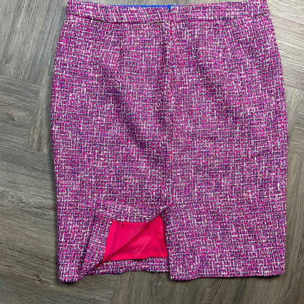 J.Crew Autumn Tweed Pencil Skirt Womens 12 Pink Purple‎ Made in Italy Classy
